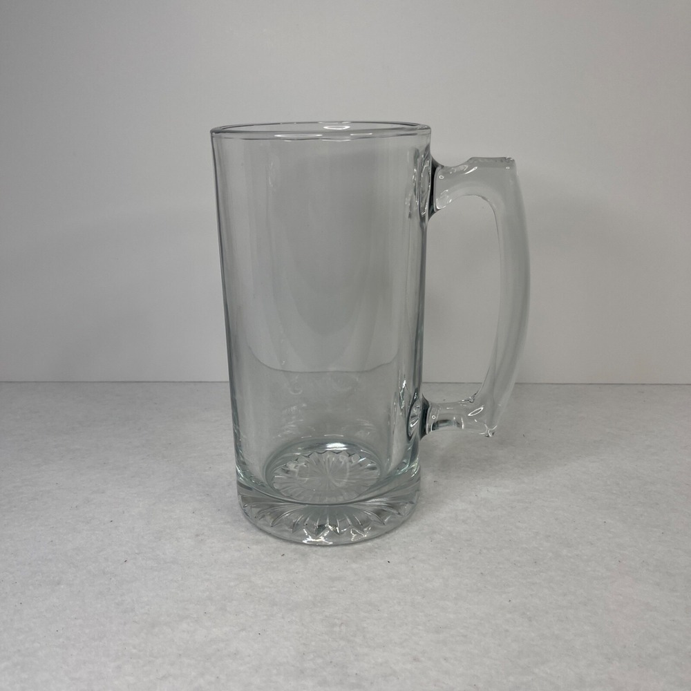 Libbey Clear Cut Botton Design Glass 25 oz. Beer Mug 7" Tall